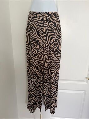 12th Tribe Zebra-Style Wide Leg Pants - Black & Beige
